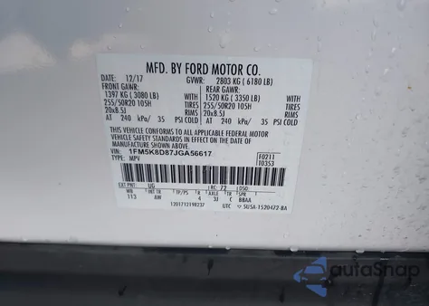 2018 Ford Explorer Xlt z USA, uszkodzony, nr VIN 1FM5K8D87JGA56617